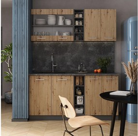 Pojedyncza kuchnia artisan dąb/antracyt 160x60x81.6 r-line