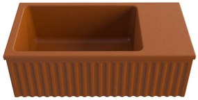 Umywalka betonowa ryflowana nablatowa / wisząca prostokątna 60 x 30 cm WELLE | różne kolory : Kolor - Ceglasty, Typ montażu - podwieszana