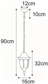 Czarno-złota lampa wisząca na taras w stylu retro- S324-Confucio
