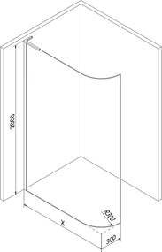 Mexen Kioto-R L ścianka prysznicowa zaokrąglona Walk-in 80 x 200 cm, transparent, czarna - 800-080-103-70-06