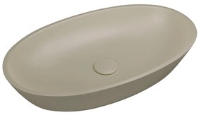 Umywalka nablatowa owalna z konglomeratu beżowa matowa 60 x 35 cm RONA beige Matt