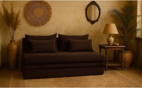 Sofa z funkcją spania i pojemnikiem NELIA, tkanina Poso, Brązowy