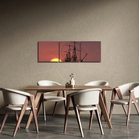 Obraz - Średniowieczny statek (z zegarem) (90x30 cm)