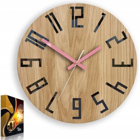 Zegar na ścianę nowoczesny drewniany z dużymi cyframi okrągły cichy loft