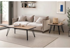Czarny stolik z blatem w dekorze dębu 60x120 cm Sindi – Marckeric