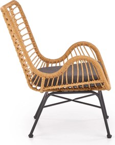 Krzesło rattanowe z poduszką i podłokietnikami Ikaro