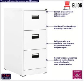 Biały stalowy kontenerek do biura na klucz L5-G98