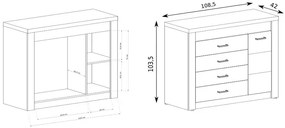 Komoda do salonu kraft biały Zuzu 3X