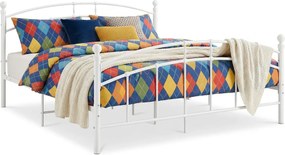 Białe metalowe łóżko z zagłówkiem 140x200 cm E0-S72