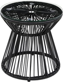 Outsunny Stolik ogrodowy w stylu boho, odporny na warunki atmosferyczne, PE-Rattan, 40 cm x 40 cm x 42 cm, Czarny