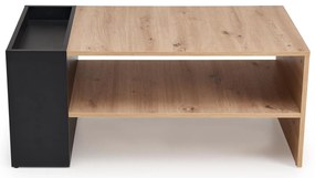 Prostokątna ława z dodatkowymi półkami dąb artisan/czarny 100/55/42 MURCIA