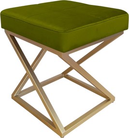 Pufa ZOA tkanina Welur loft ławka podnóżek metal : Kolor Stelaża - Złoty, Kolor tkaniny - VELVET - BL75, Typ tkaniny - Velvet