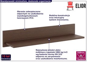 Minimalistyczna półka ścienna w kolorze wenge - Zena