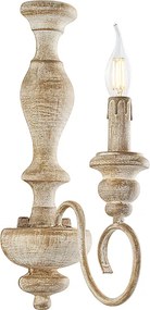 Kinkiet Cascina z drewna i żelaza, biały i gołębi szary, 1 lampa .13 P.21 BL265-AP1-BT