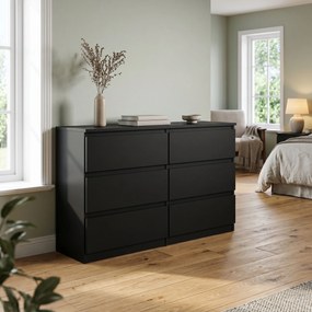 Komoda NUDO 138,5 cm do Salonu Sypialni 6 Szuflad Czarny