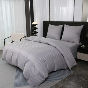 PrzytulneMieszkanie.pl PrzytulneMieszkanie.pl Hotelowa pościel z mikrowłókna JASMINE jasnoszara - pasek 2 cm, hotelowa kieszeń Rozmiar pościeli: 2 szt 70 x 90 cm | 200 x 220 cm