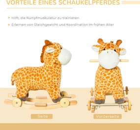 HOMCOM Koń na biegunach 2 w 1 zwierzak na biegunach huśtawka dla dzieci zabawka dzieci dźwięki kółko pieniądze