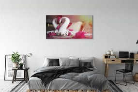 Zdjęcie na płótnie Łabędzie z Ręczników i Kwiaty