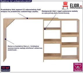 Stolik barowy Rinke z ruchomym regałem – dębowy