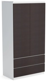 Szafa 90cm Garderoba z 2 szufladami i wieszakiem LUNA Biały/Wenge