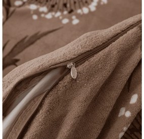 PrzytulneMieszkanie.pl PrzytulneMieszkanie.pl PrzytulneMieszkanie.pl Zestaw pościeli z mikropluszu PAMPELINO jasnobrązowy + prześcieradło z mikropluszu SOFT 90x200 cm białe, pojedyncze łóżko