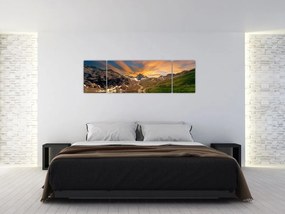 Obraz - Odbicie w górskim jeziorze (170x50 cm)