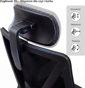 Fotel biurowy ergonomiczny czarny VECTOR