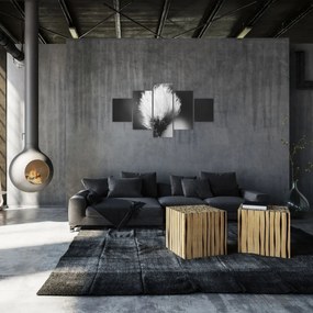 Obraz - Czarno-biała trawa bawełniana (125x70 cm)