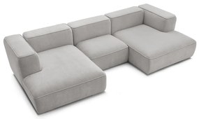 Jasnoszary narożnik z materiału bouclé (w kształcie litery U) Zephyr – Bobochic Paris