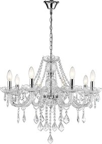 Żyrandol na łańcuchu CRISTALLO 8xE14/60W/230V błyszczący chrom