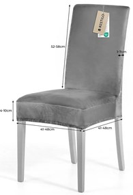 Restilo Pokrowiec na krzesło Sento ciemnobrązowy, 48 x 48 x 58 + 10 cm, zestaw 4 szt.