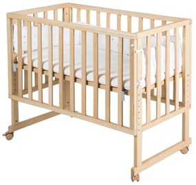 Łóżeczko na kółkach 90x45 cm w naturalnym kolorze Star Magic – Roba