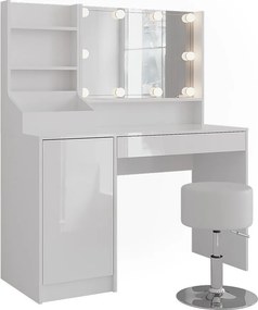 Stół do toalety biały/biały wysoki połysk 119.8x50.1x76 sherry