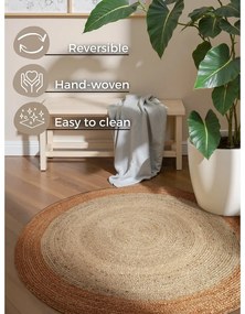 Okrągły dwustronny dywan z juty tkany ręcznie w kolorze kości słoniowej ø 240 cm Jutta Ivory – Hanse Home