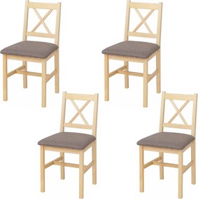 Krzesło do jadalni MCW-F77 (zestaw 4 szt.),  naturalny, tapicerka szara