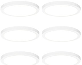 Zestaw 6 reflektorów wpuszczanych lub natynkowych biały 30 cm z LED z 3-stopniową regulacją barwy światła - Trans