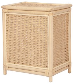 Kosz na pranie z rattanu z wykończeniem plecionkowym i pokrywą – dł. 45 × szer. 33 × wys. 56 cm – naturalny – CALYMA