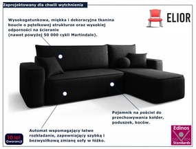 Czarny narożnik rozkładany w kształcie L A2-M82