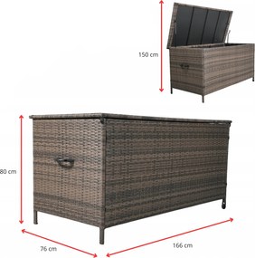 Skrzynia ogrodowa z technorattanu XL-SD-XL, 166x76x80 cm, kolor brązowy