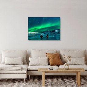 Obraz ludzi w pobliżu zorzy polarnej (70x50 cm)