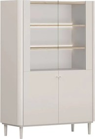 Witryna Elivo 100 cm dwudrzwiowa na nóżkach - kaszmir / dąb olejowany