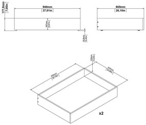 Czarne szuflady pod łóżko zestaw 2 szt. 90x190/140x190 cm Naia – Tvilum