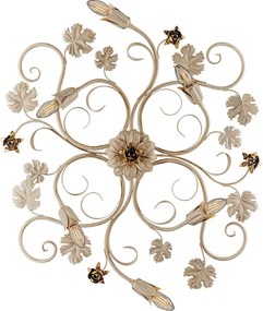 Iris - Lampa sufitowa z lakierowanego żelaza w kolorze kości słoniowej z dekoracją w kolorze starego złota, 6 świateł - Ø79 X 67 - BL169-PL6-AV