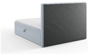 Jasnoniebieskie łóżko boxspring ze schowkiem 180x200 cm Gina – Milo Casa