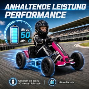 AIYAPLAY Elektryczny Go-Kart dla dzieci 12V z 2 silnikami, 4-fach verstellbarem Sitz, łagodny start, EVA -koła, LED -reflektory | Aosom PL