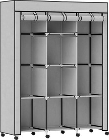 HOMCOM Szafa z tkaniny, rozwiązanie do przechowywania, 8 półek, 2 drążki, szary