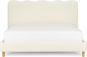 Łóżko Tapicerowane 180x200 cm IZMIR ze Stelażem Dwuosobowe Boucle Kremowe