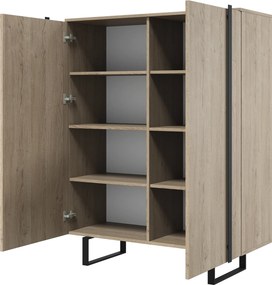Komoda wysoka Verica 120 cm dwudrzwiowa - dąb biszkoptowy / czarne nóżki