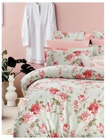 Zielono-różowa pościel dwuosobowa z bawełny renforcé z prześcieradłem 200x220 cm – Mila Home