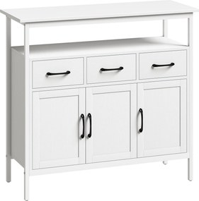 HOMCOM Komoda z regulowanymi półkami, bufet z szufladami, 95 cm, biały | Aosom PL